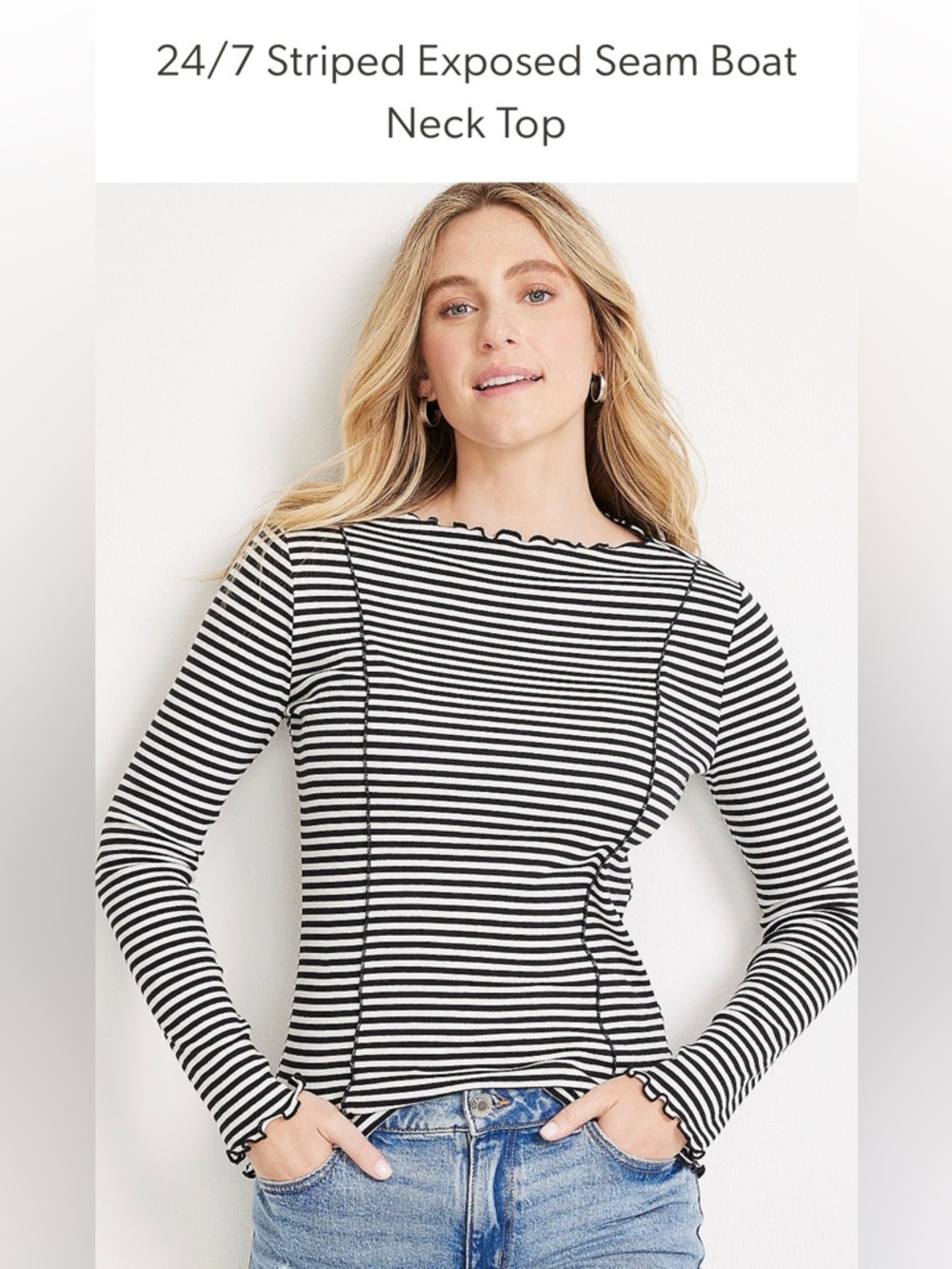 Maurices 24/7 XXL striped exposed seam boat neck